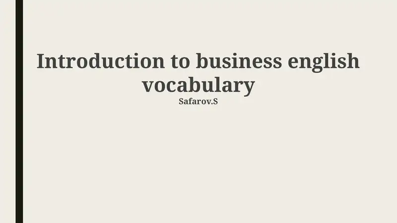 Introduction to Business English Vocabulary