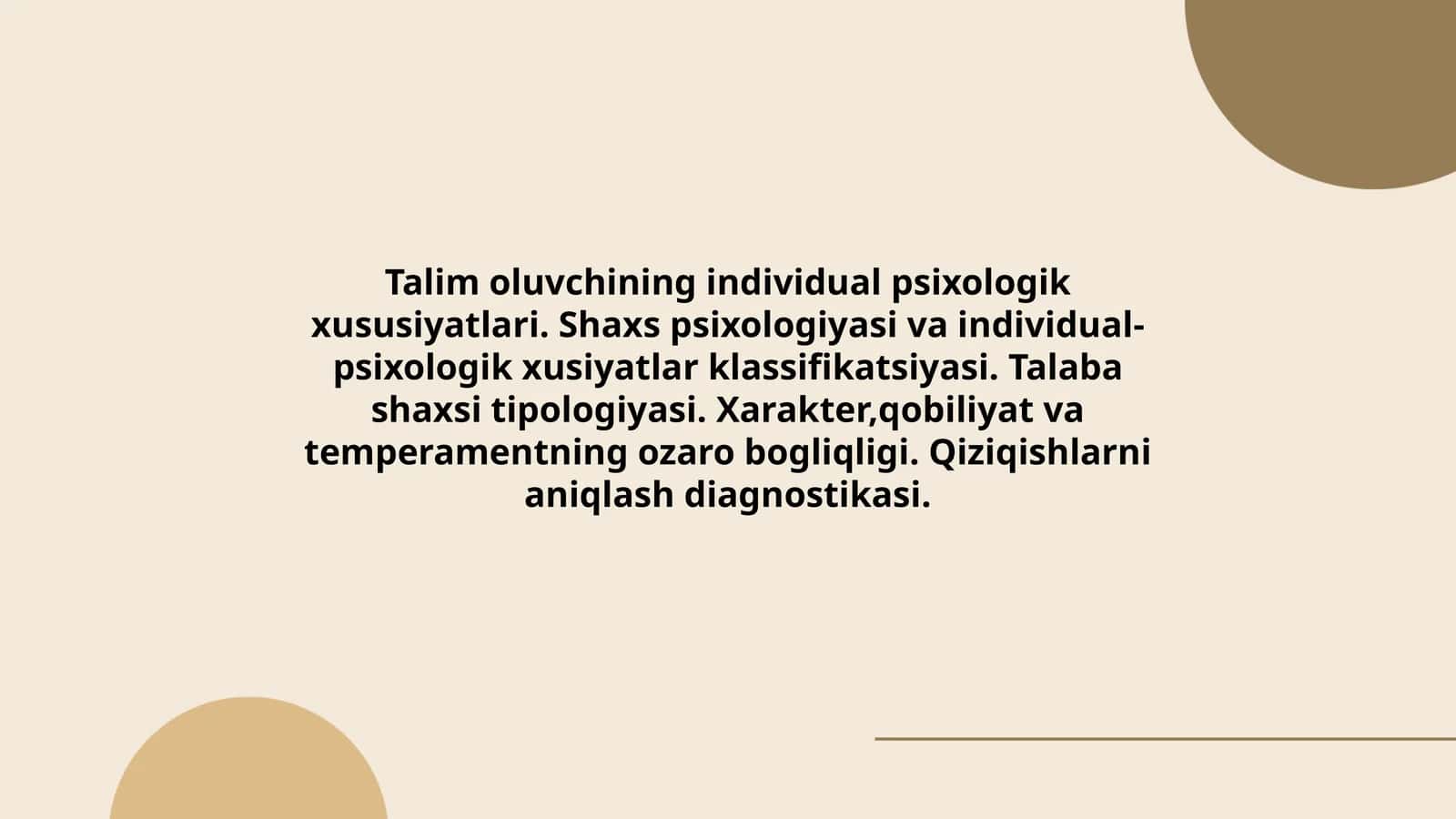 Talim oluvchining individual psixologik xususiyatlari
