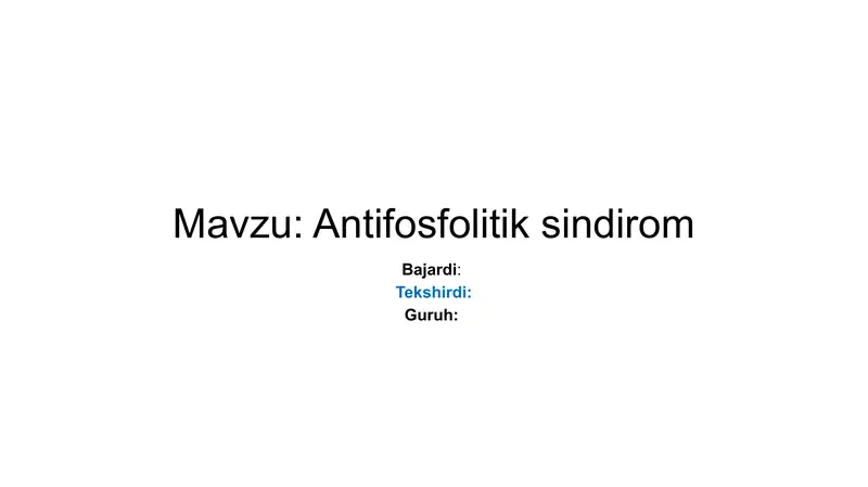 Antifosfolitik sindrom Ginikalogiya