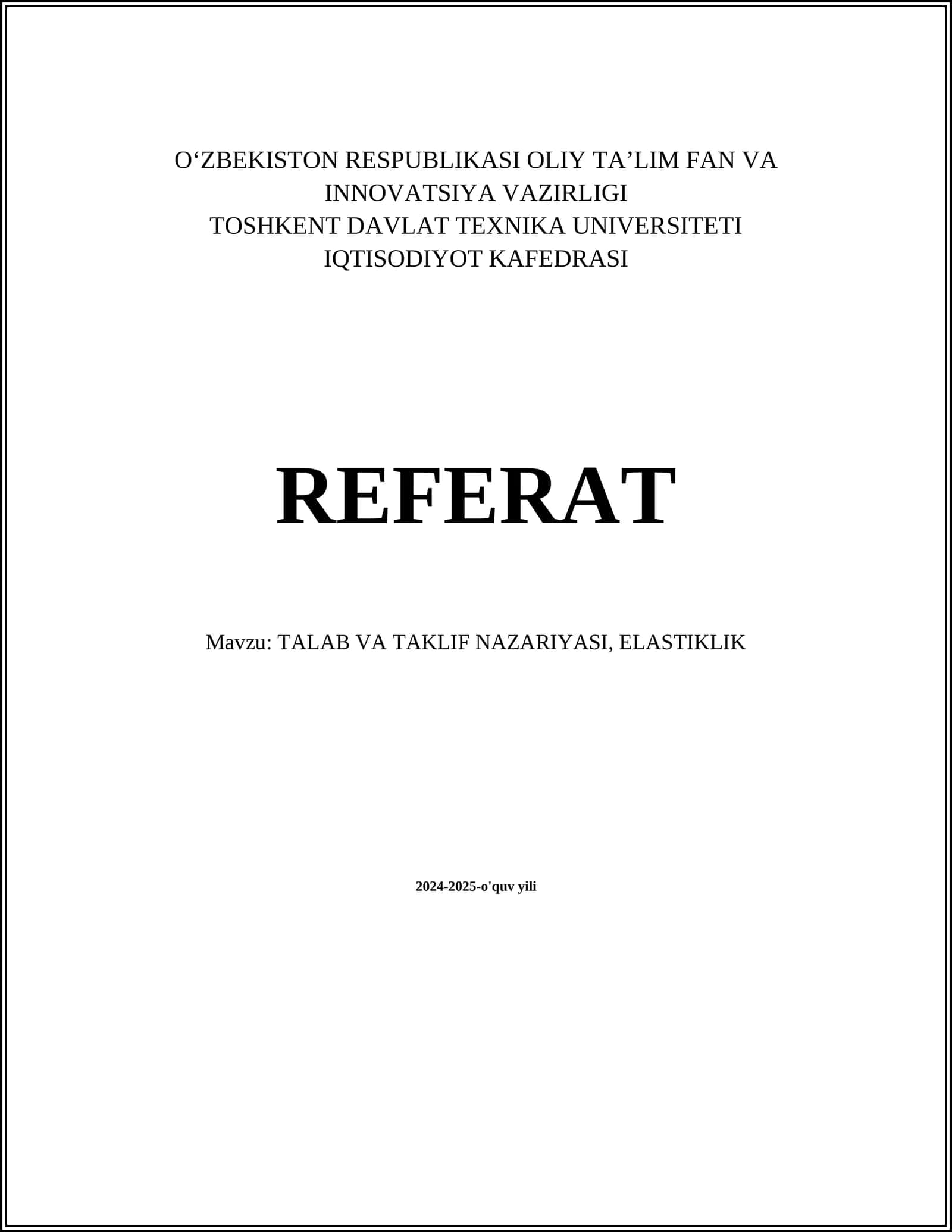 TALAB VA TAKLIF NAZARIYASI, ELASTIKLIK
