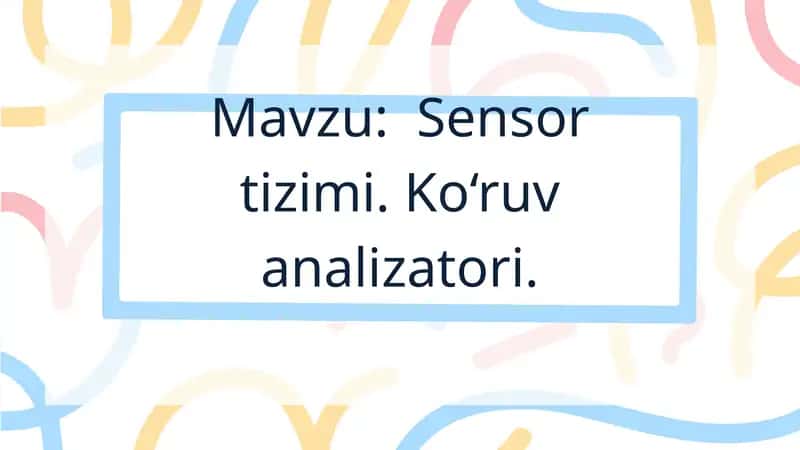 Sensor tizimi. Ko‘ruv analizatori