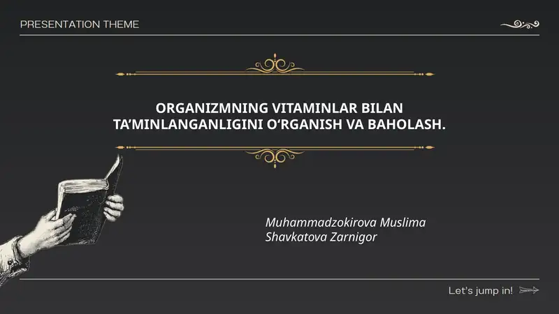 Organizmning Vitaminlar Bilan Ta’minlanganligini O‘rganish va Baholash