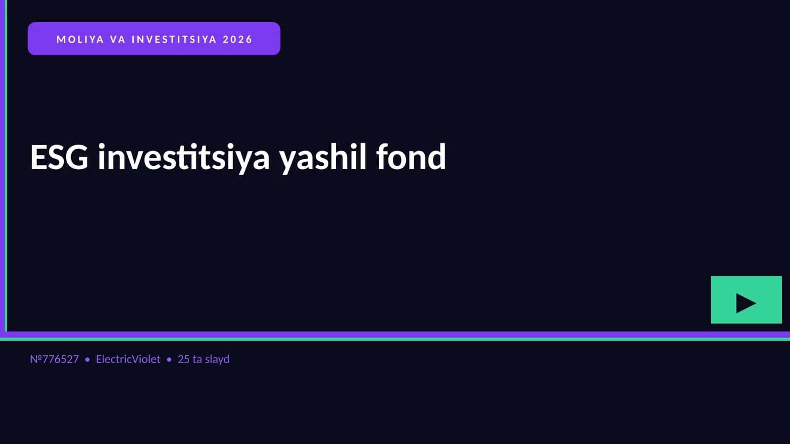 ESG investitsiya yashil fond