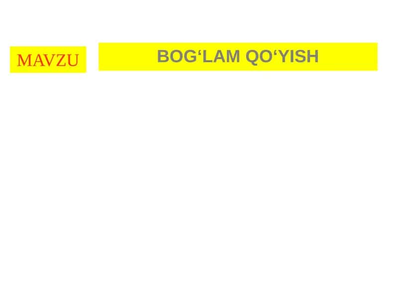 BOG‘LAM   QO‘YISH
