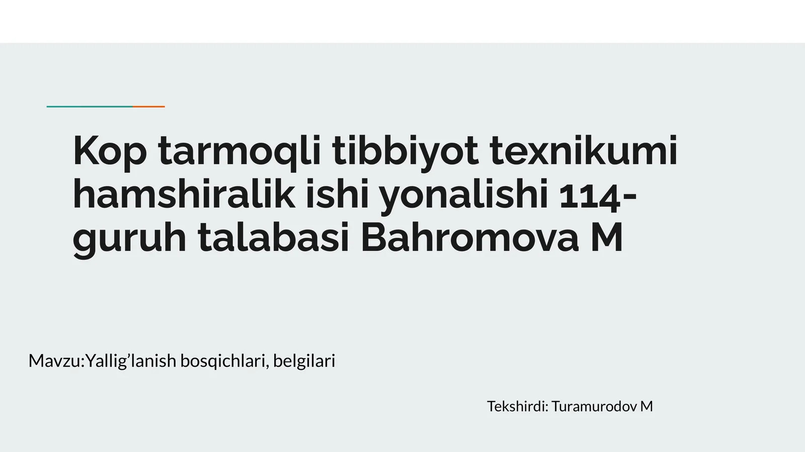 Koptarmoqli tibbiyot texnikumi hamshiralik