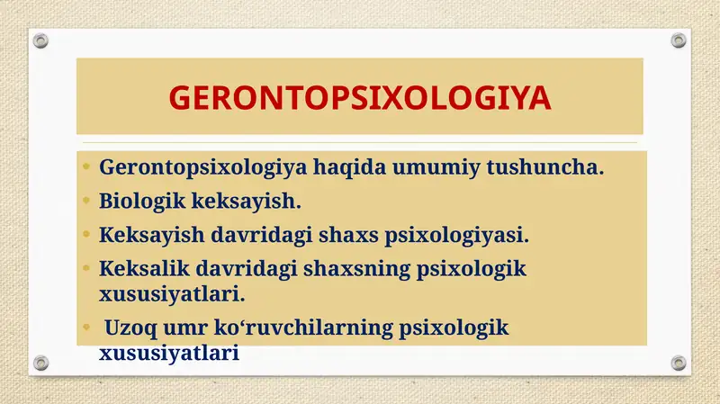 GERONTOPSIXOLOGIYA