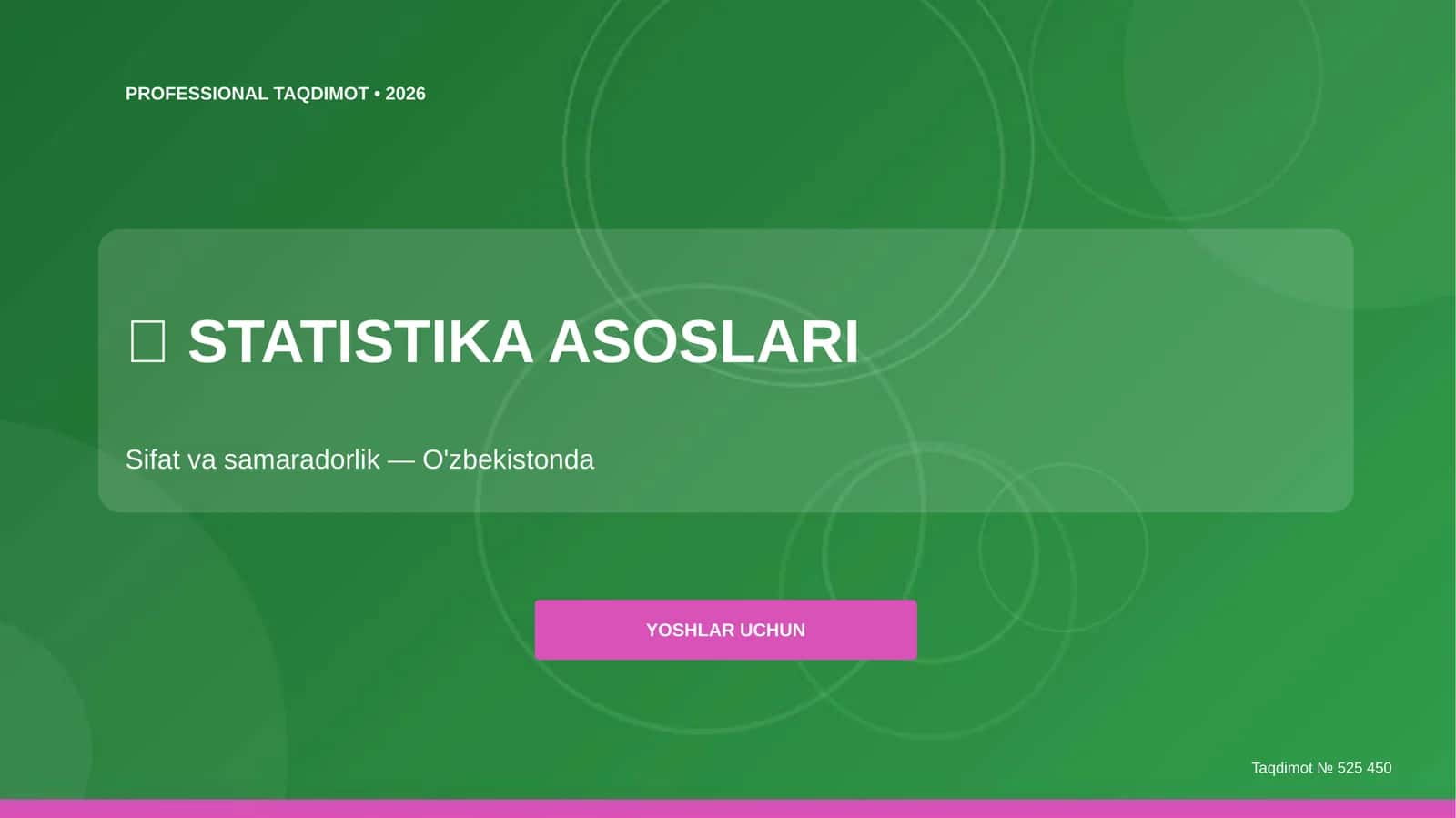 Statistika Asoslari: Sifat va Samaradorlik (O'zbekistonda)