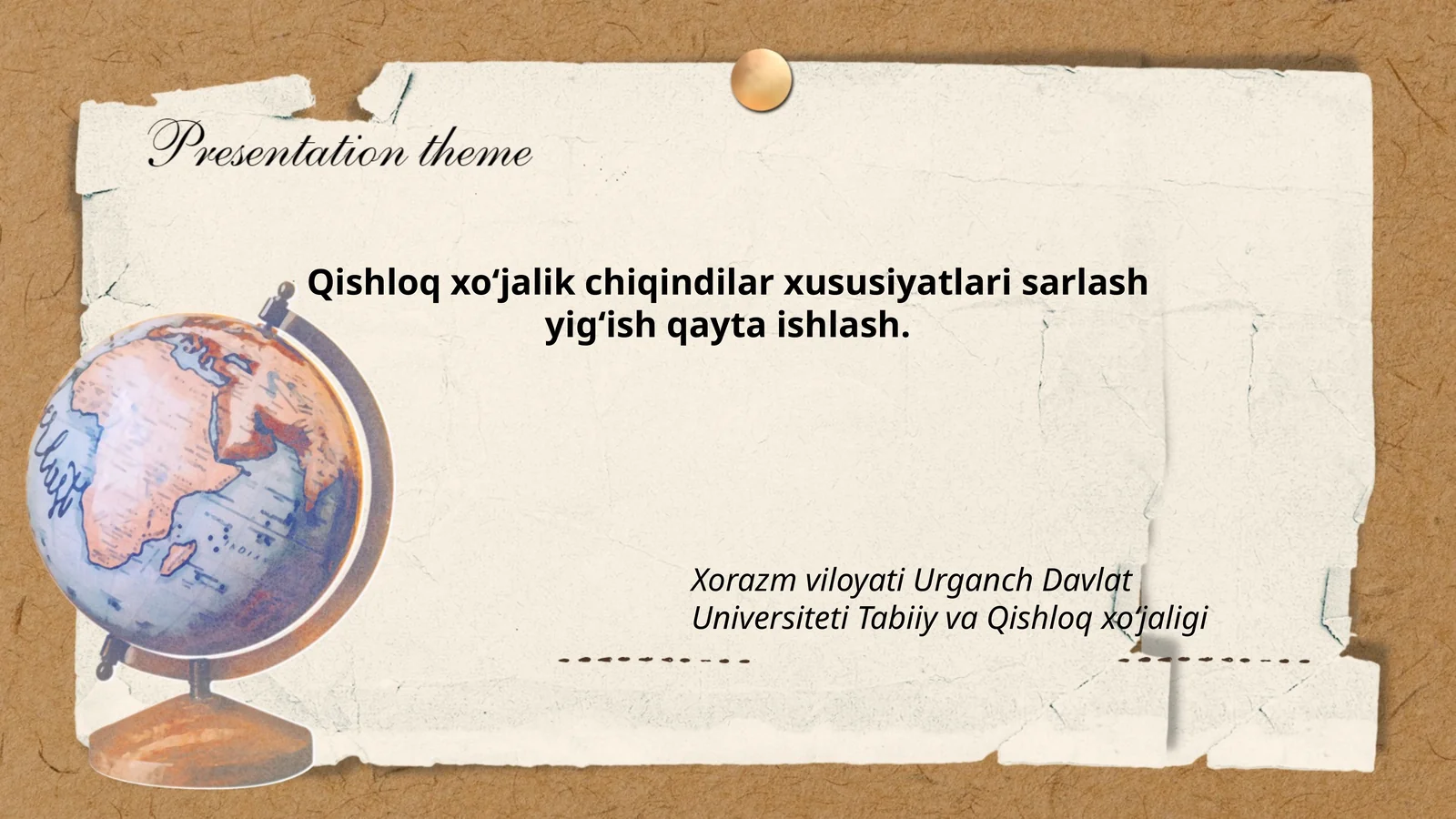 Qishloq xo‘jalik chiqindilar xususiyatlari sarlash yig‘ish qayta ishlash