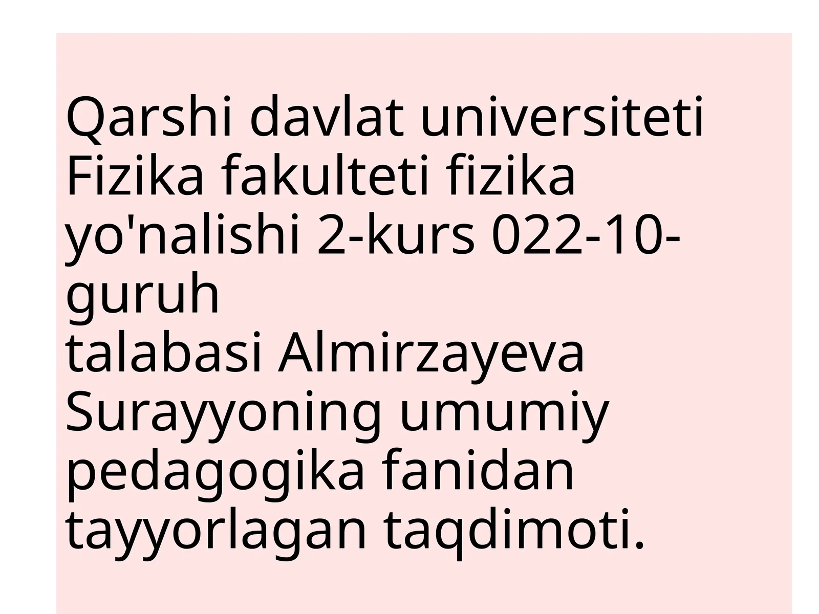 Oila pedagogikasi va uning milliy o‘ziga xos xususiyatlari mavzusida doir tayyor taqdimoti va salydi.