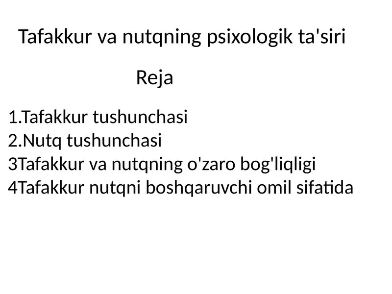 Tafakkur va nutqning psixologik ta'siri