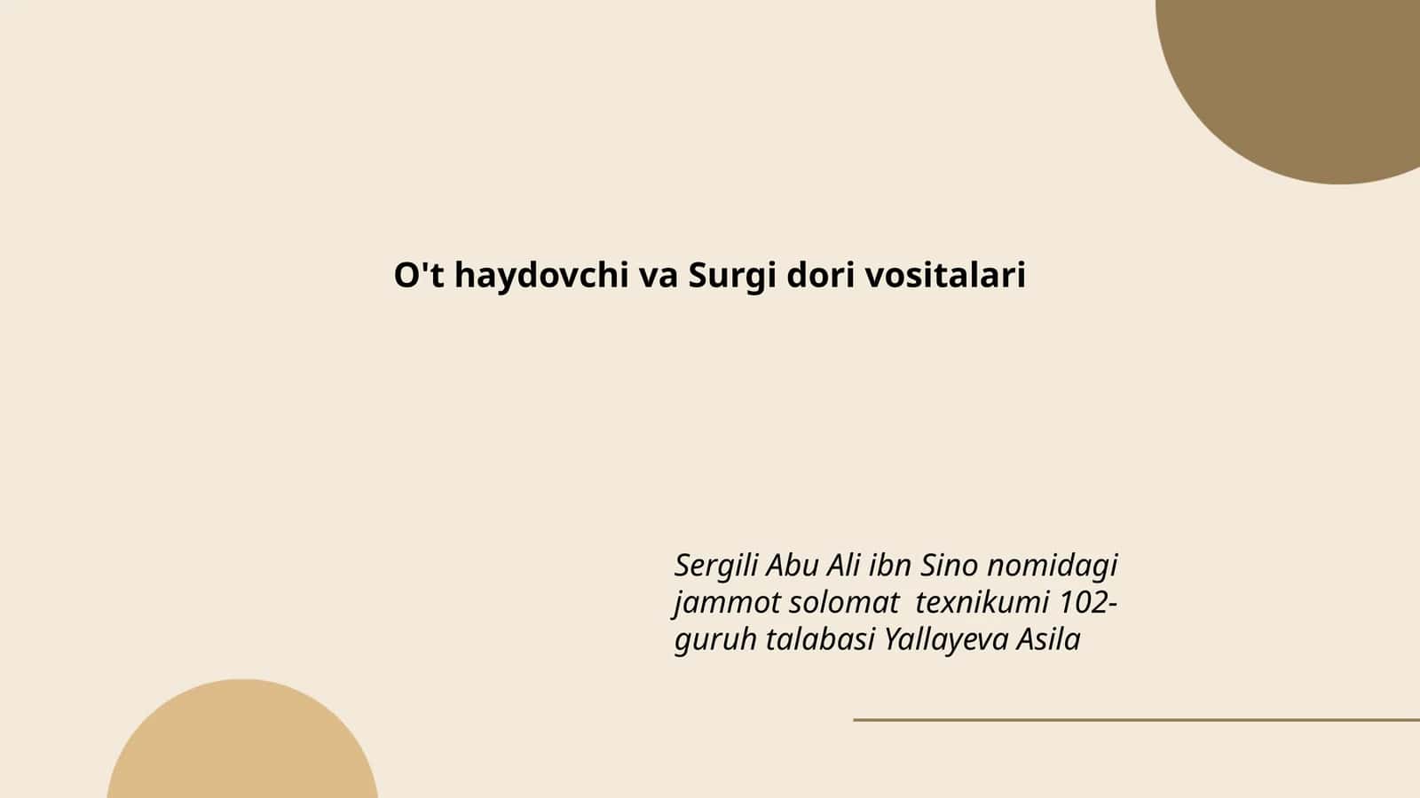 O't haydovchi va Surgi dori vositalari