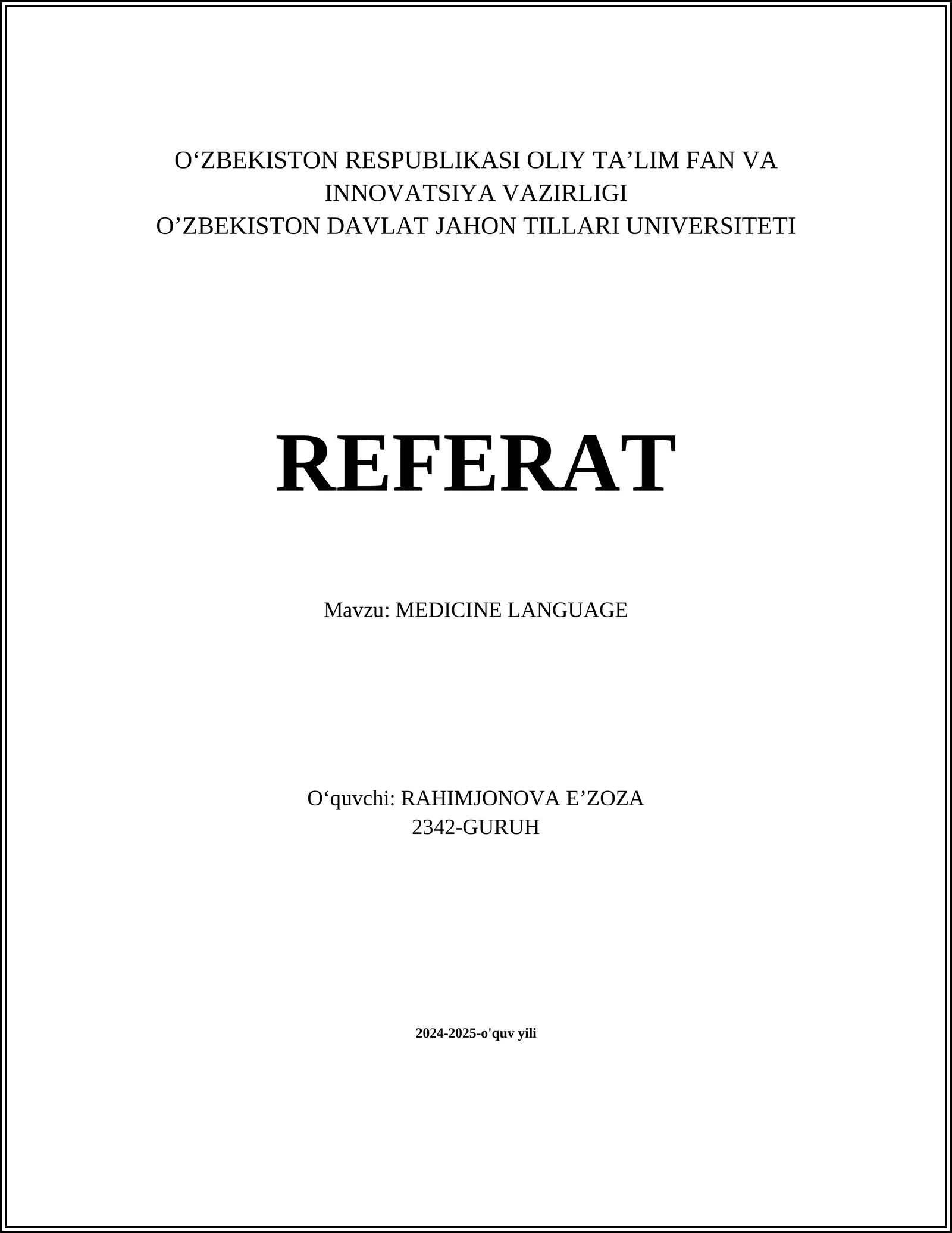 MEDICINE LANGUAGE
