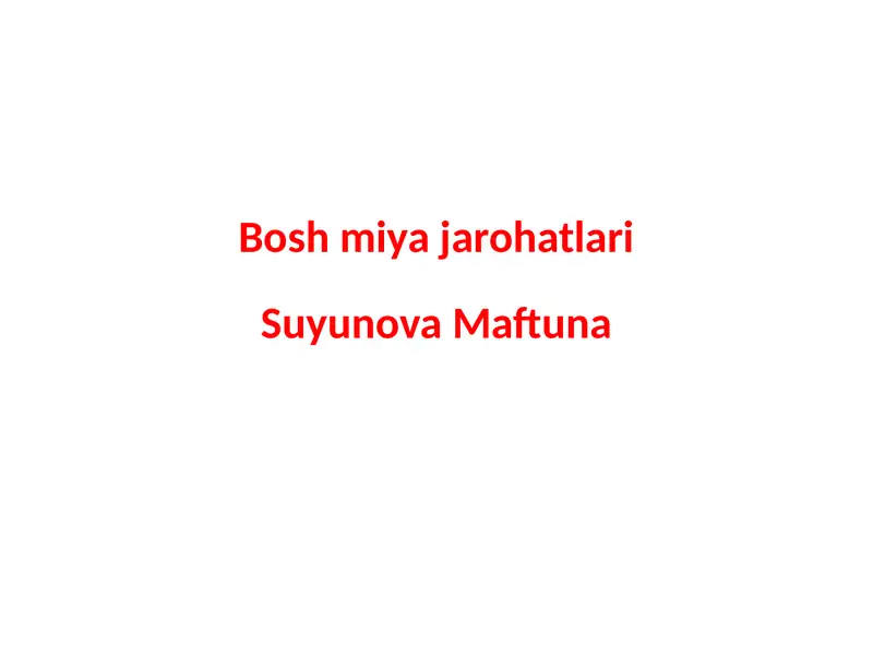 Bosh miya jarohatlari