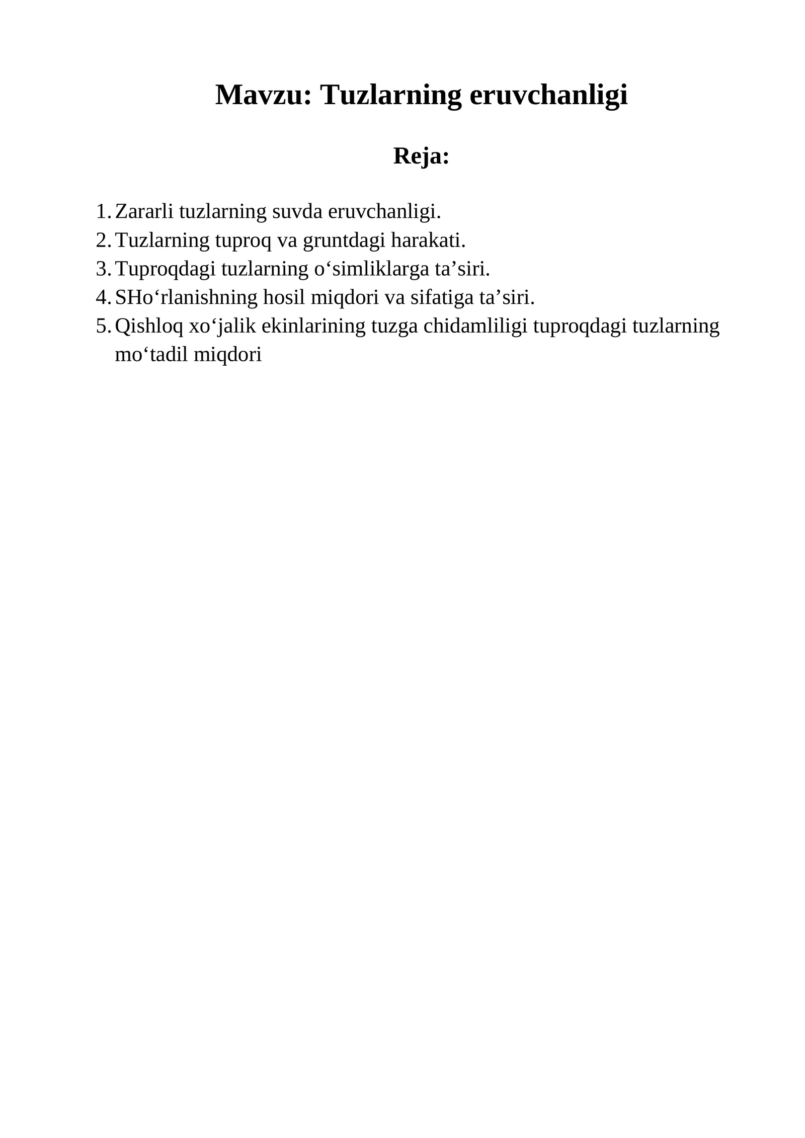 Tuzlarning eruvchanligi