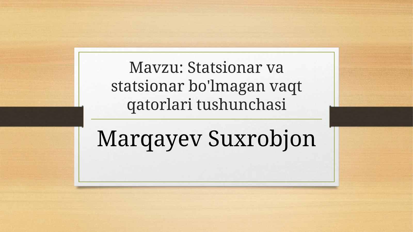 Statsionar va statsionar bo'lmagan vaqt qatorlari tushunchasi