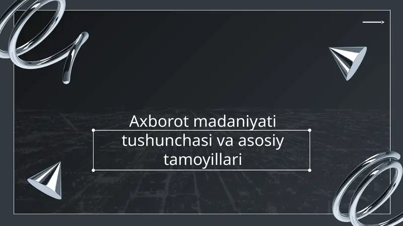 Axborot madaniyati tushunchasi va asosiy tamoyillari
