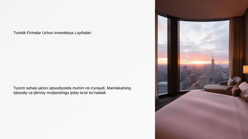 Turistik Firmalar Uchun Investitsiya Loyihalari