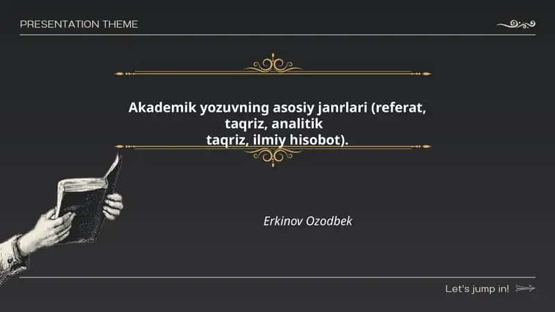 Akademik yozuvning asosiy janrlari (referat, taqriz, analitik taqriz, ilmiy hisobot)