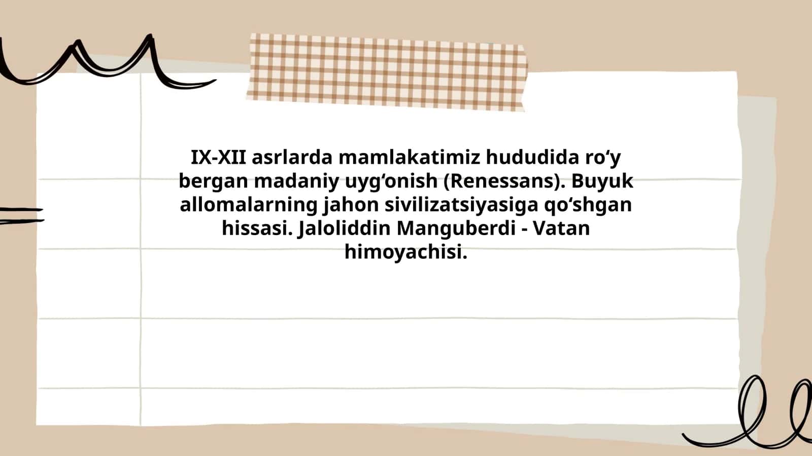 IX-XII asrlarda mamlakatimiz hududida ro‘y bergan madaniy uyg‘onish (Renessans)