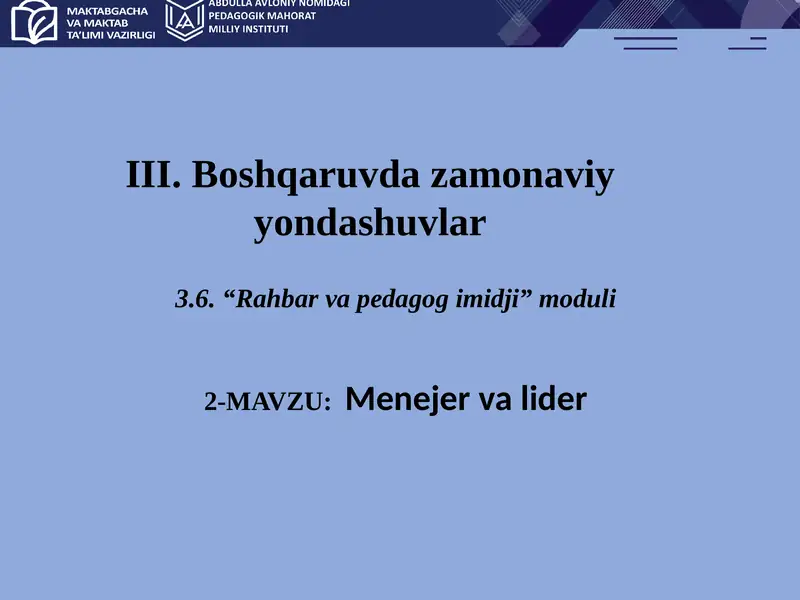 Menejer va lider