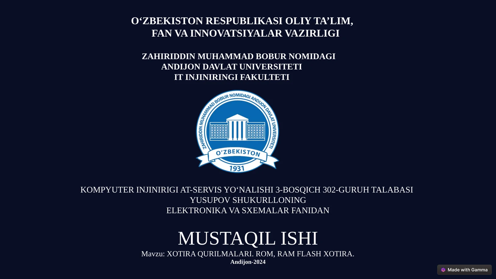 XOTIRA QURILMALARI.ROM, RAM FLASH XOTIRA