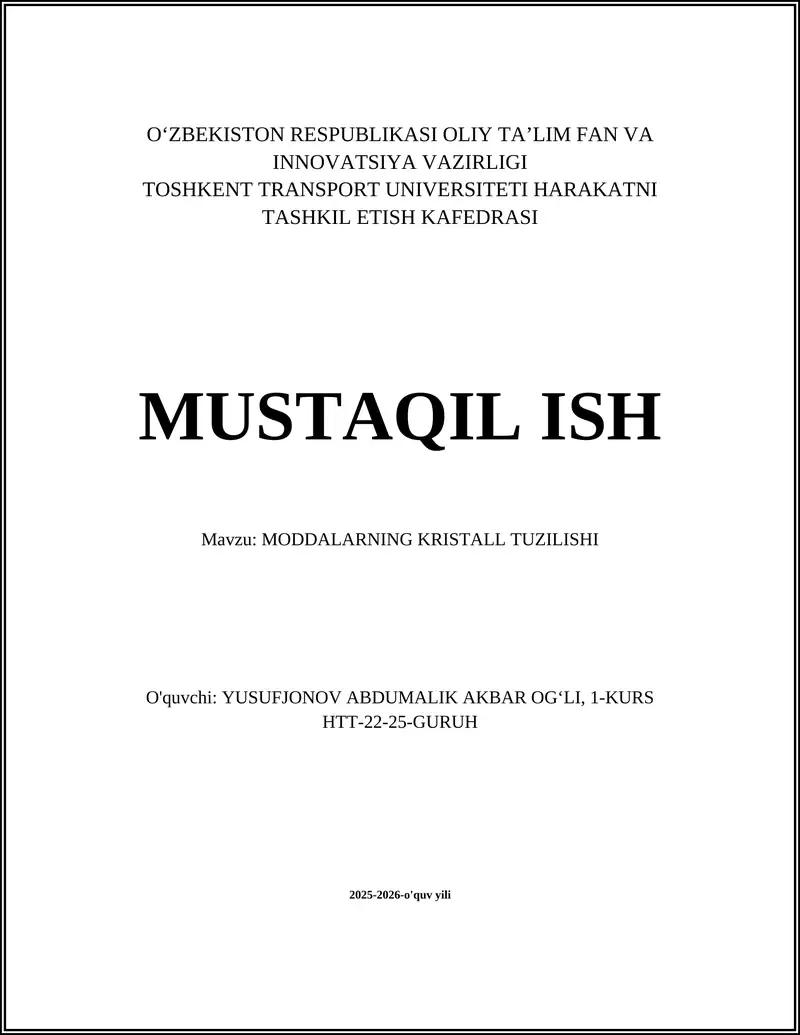 MODDALARNING KRISTALL TUZILISHI