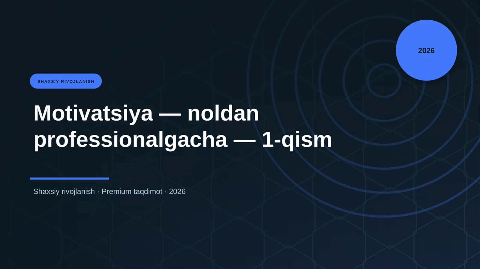 Motivatsiya — noldan professionalgacha — 1-qism