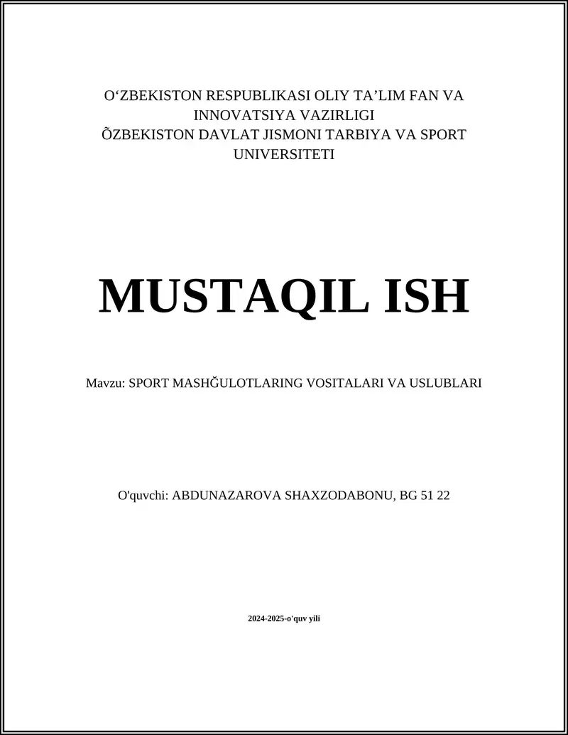 Kuch-quvvat mashqlari vositalari