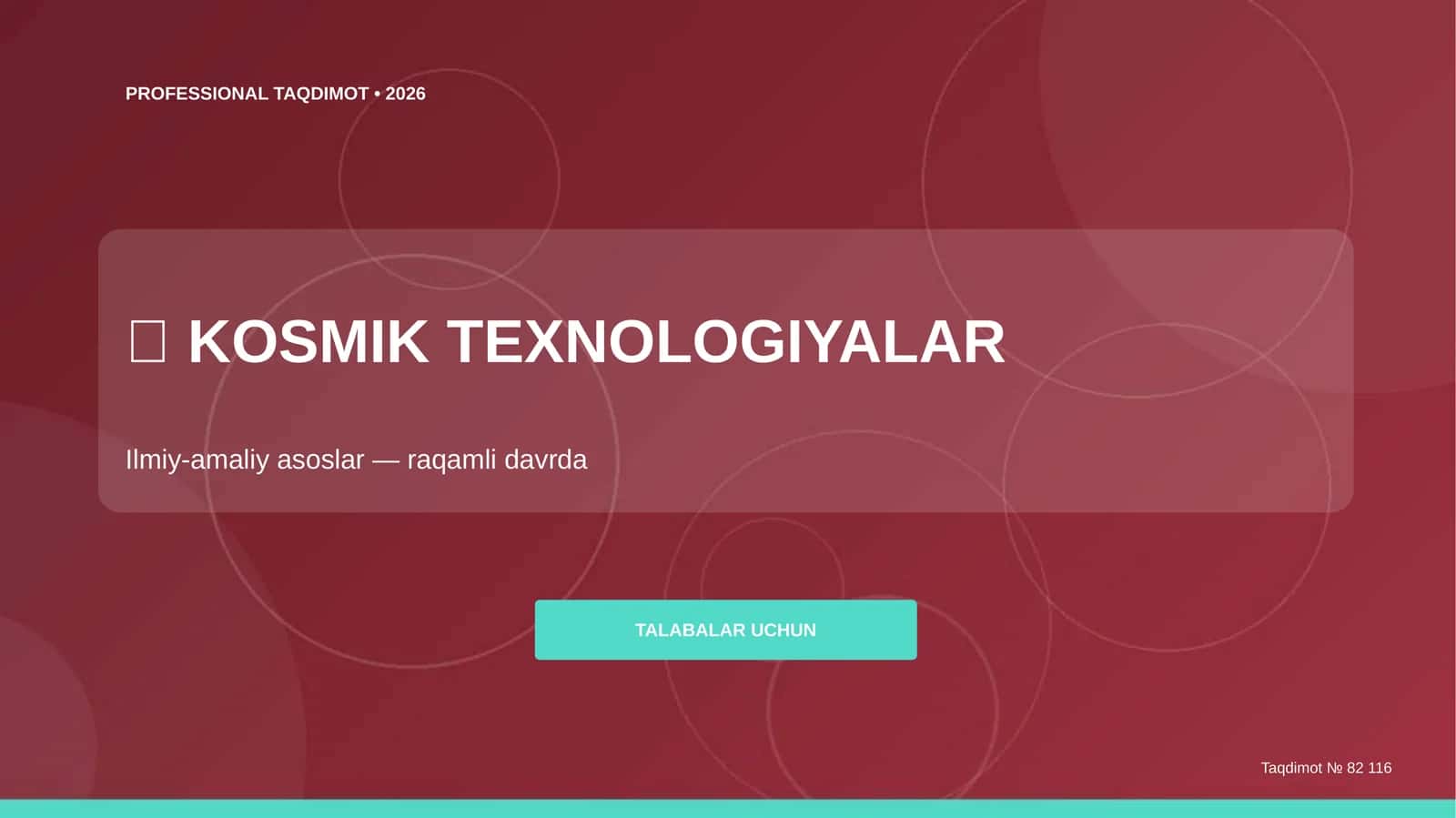 Kosmik texnologiyalar: ilmiy-amaliy asoslar