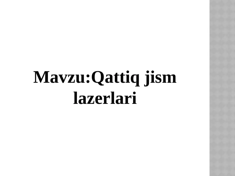 Qattiq jism lazerlari