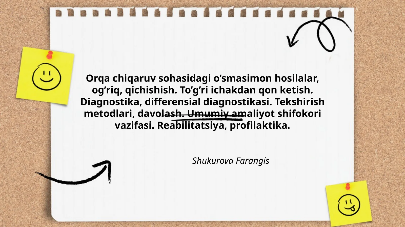 Orqa chiqaruv sohasidagi o’smasimon hosilalar