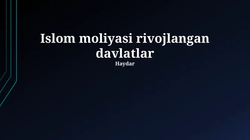Islom Moliyasi rivojlangan davlatlar