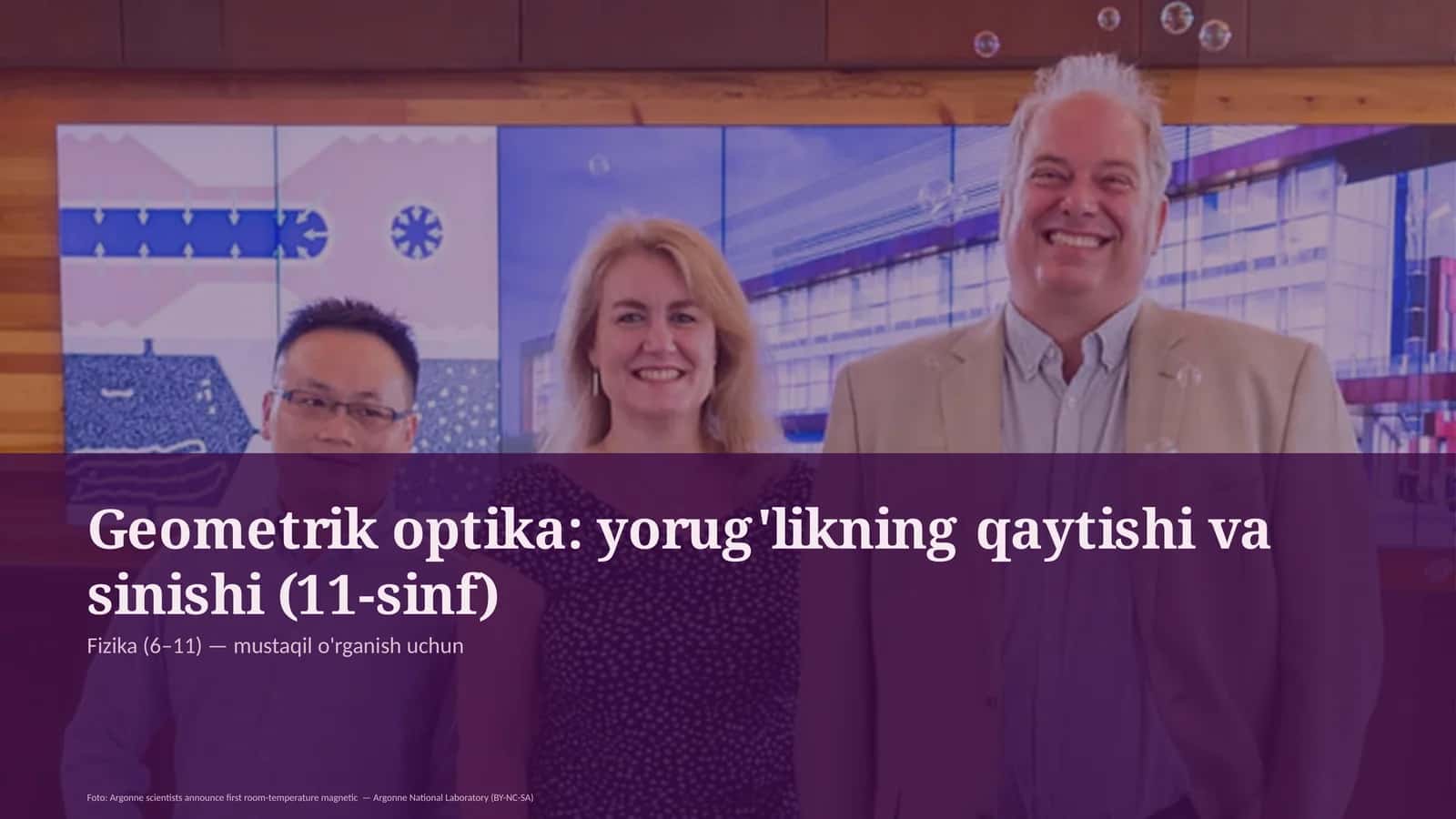 Geometrik optika: yorug'likning qaytishi va sinishi (11-sinf)
