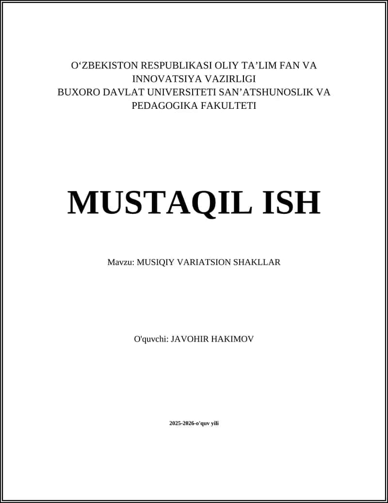 MUSIQIY VARIATSION SHAKLLAR