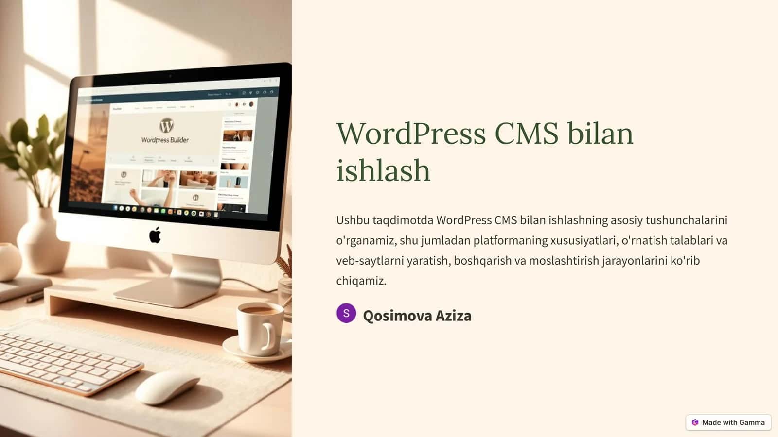 WordPress CMS bilan ishlash