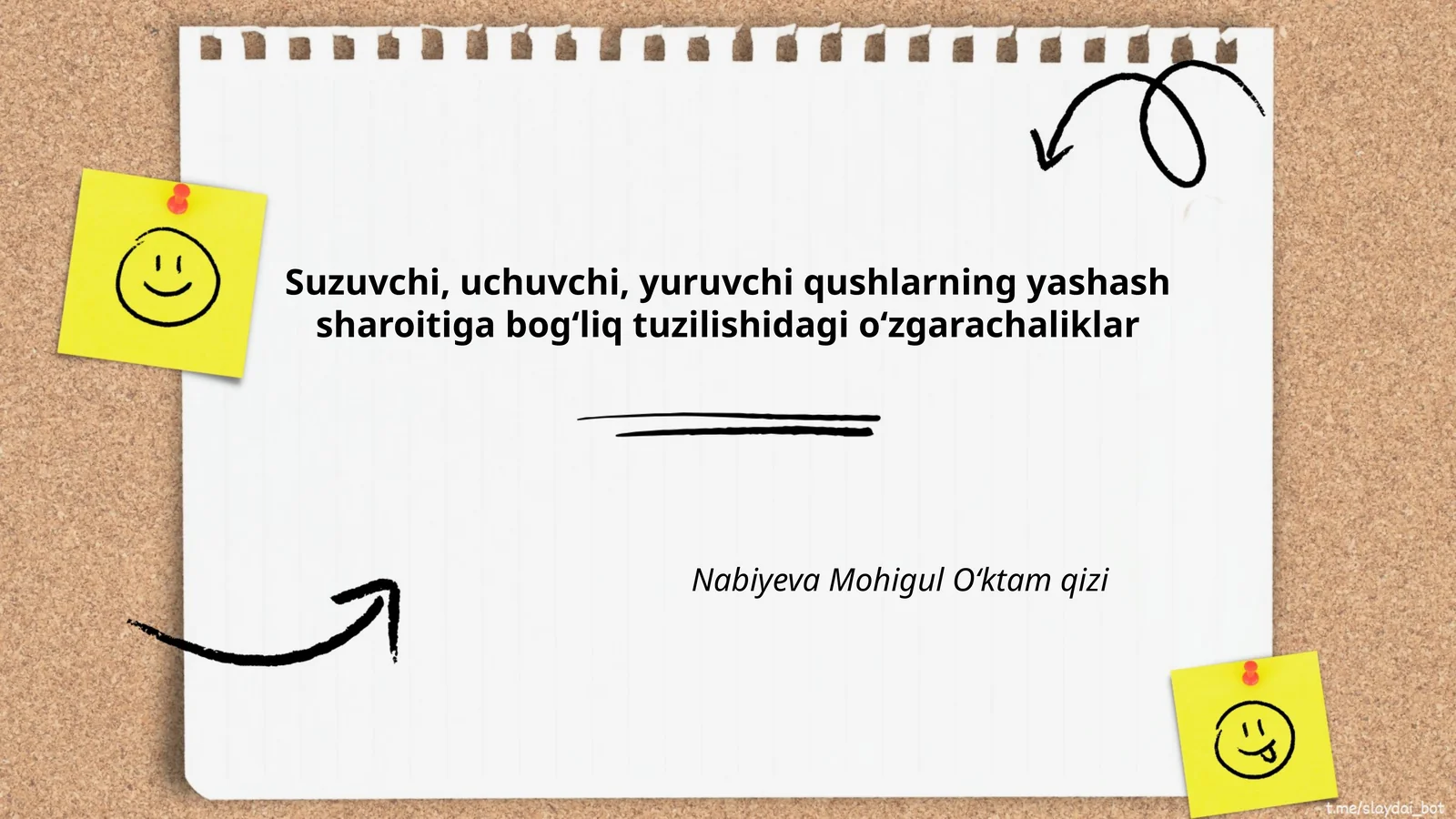Suzuvchi, uchuvchi, yuruvchi qushlarning yashash sharoitiga bog‘liq tuzilishidagi o‘zgarachaliklar