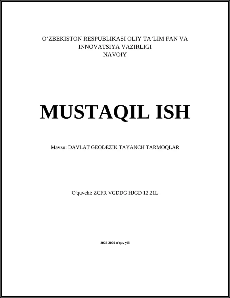 DAVLAT GEODEZIK TAYANCH TARMOQLAR