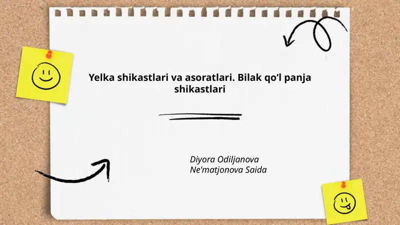 Yelka shikastlari va asoratlari. Bilak qoʻl panja shikastlari