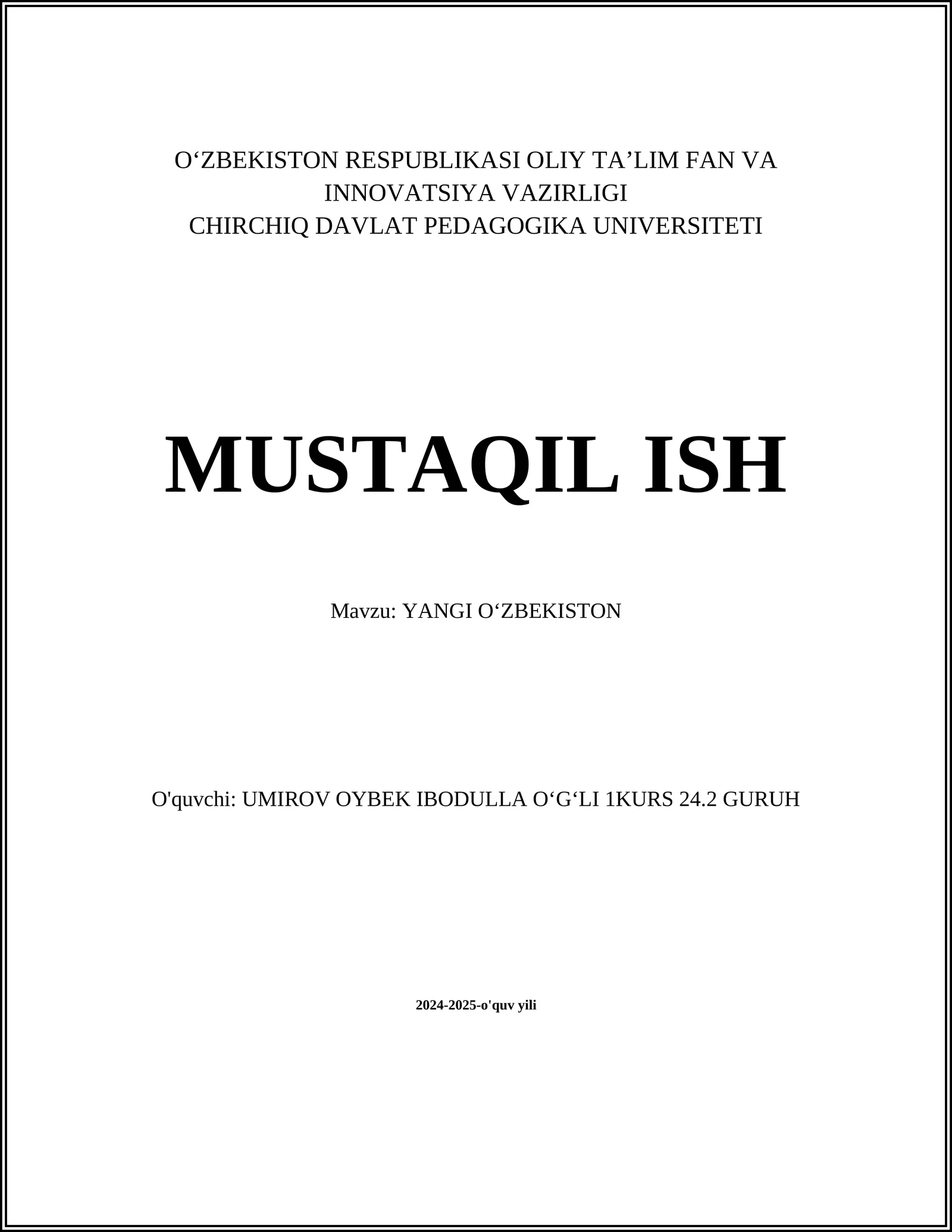 YANGI OʻZBEKISTON