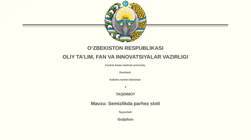 Semizlikda parhez stoli