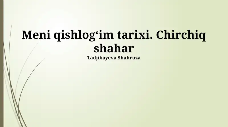 Chirchiq Shahri Tarixi