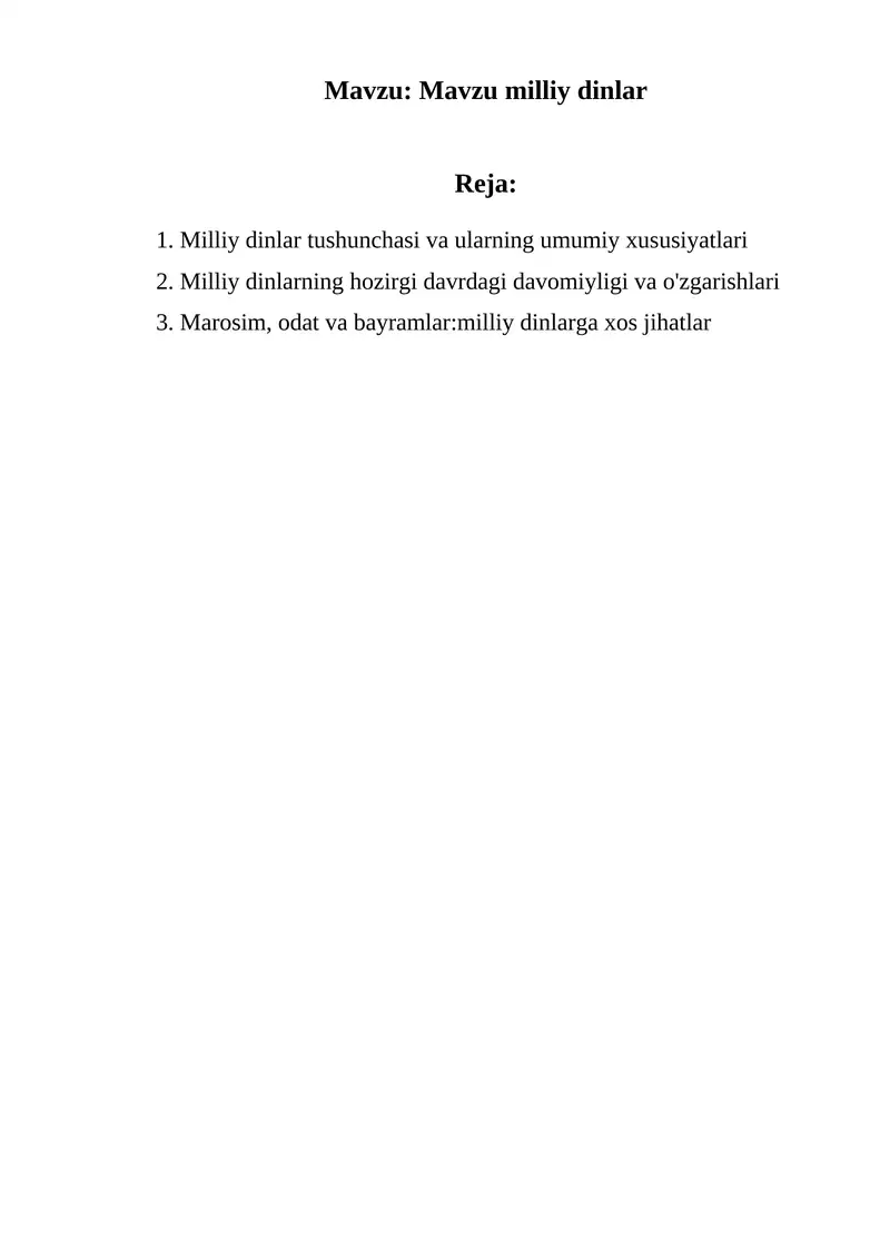Mavzu milliy dinlar