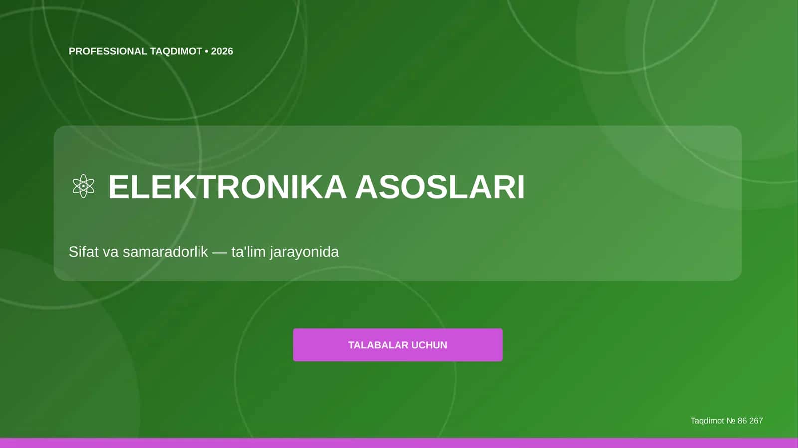 ELEKTRONIKA ASOSLARI