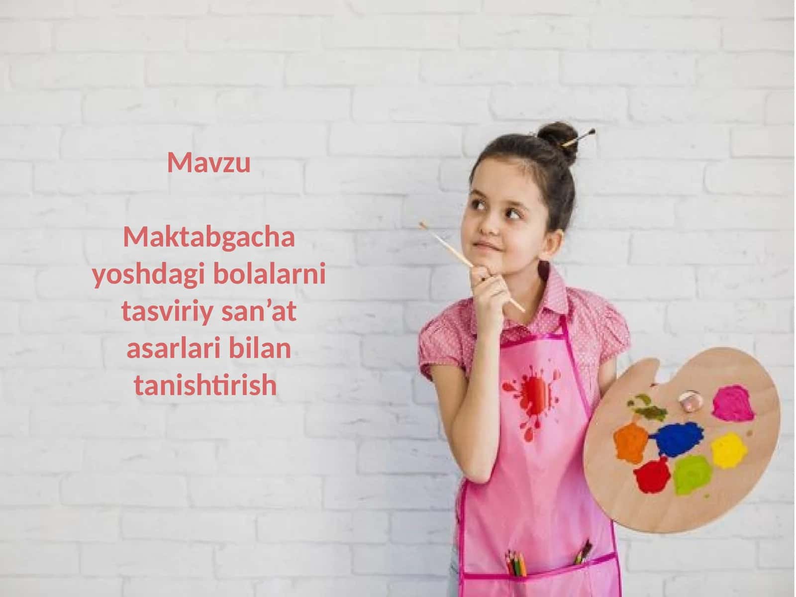 Maktabgacha yoshdagibolalarnitasviriysan’atasarlari bilantanishtirish