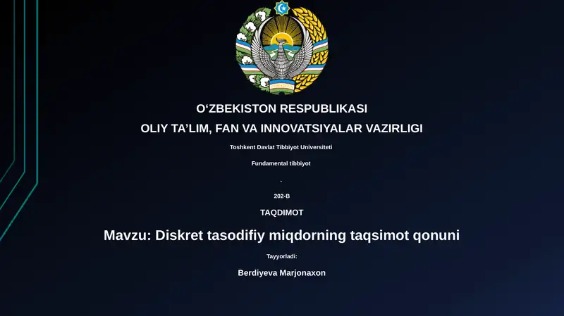 Diskret tasodifiy miqdorning taqsimot qonuni