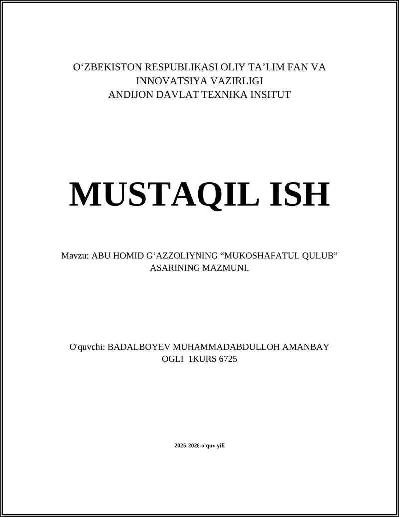 Mukoshafatul Qulub