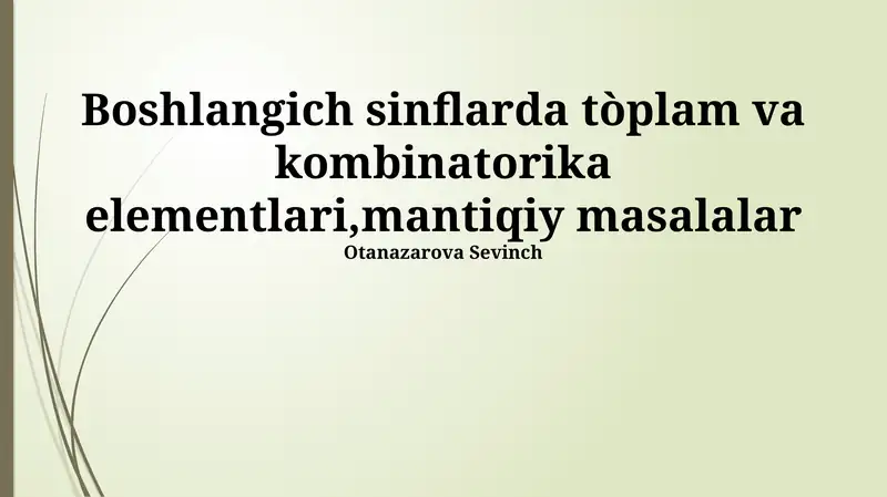 To'plam va Kombinatorika Elementlari