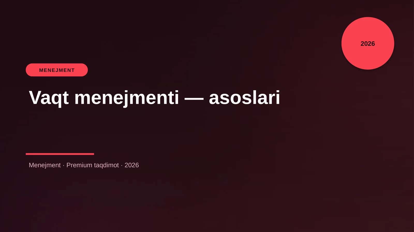 Vaqt menejmenti — asoslari