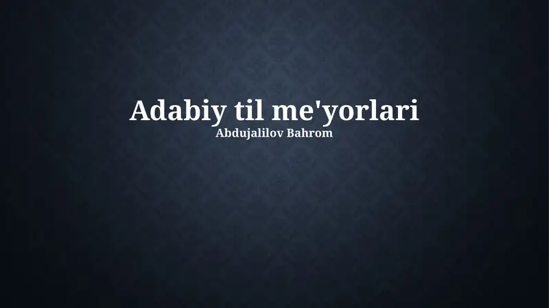Adabiy til me'yorlari
