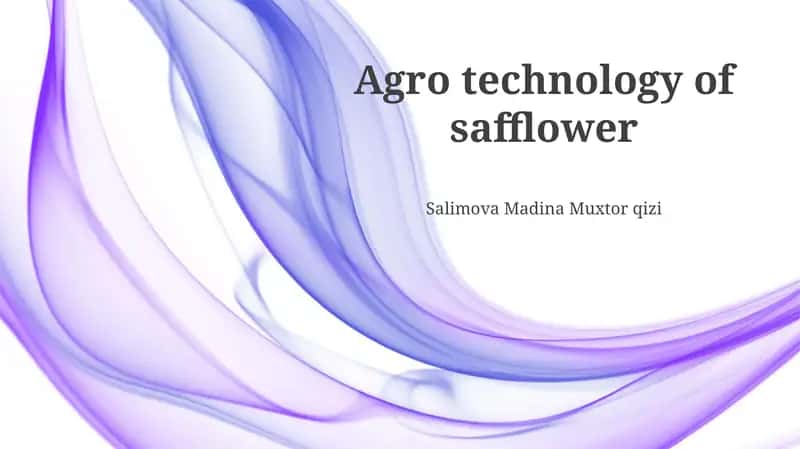 Agro technology of safflower